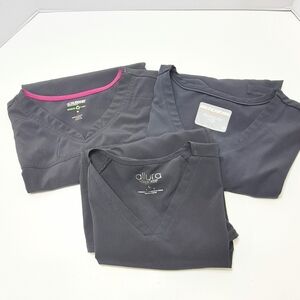 Womens Grey Scrub Tops Set of 3